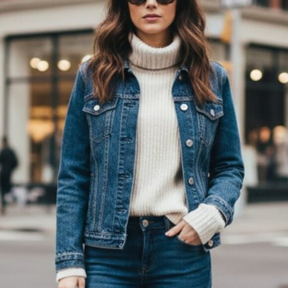 GAP Jackets & Blazers - GAP - VINTAGE DENIM JACKET - DOUBLE BARRED FRONT AND STITCHING OVER EACH POCKET